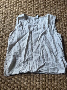 Women’s Sleeveless Linen wide tank - Light cream
